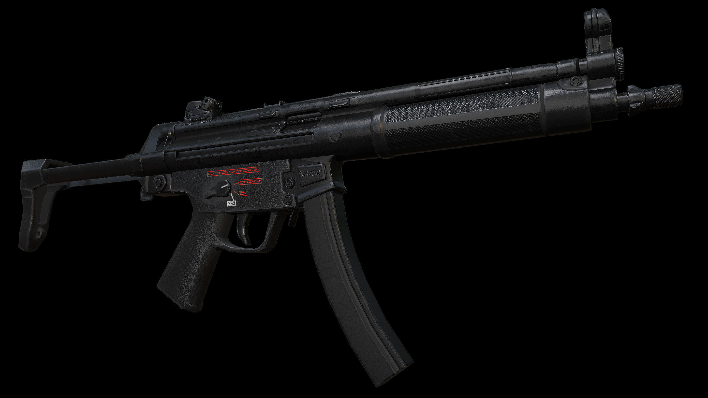 MP5 Sub Machine Gun Low-poly 3D model_11