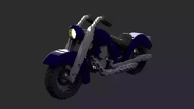Pixal art motorcycle Low-poly 3D model