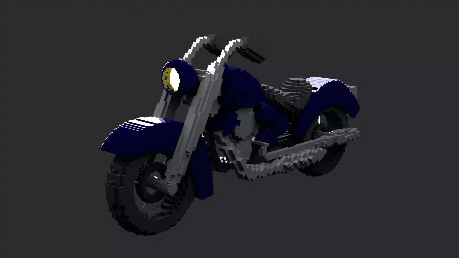Pixal art motorcycle Low-poly 3D model_0
