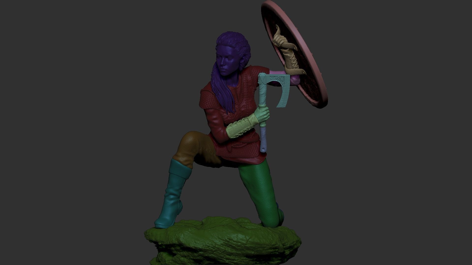 Lagertha 3D Print statue of woman holding shield 3D print model_11