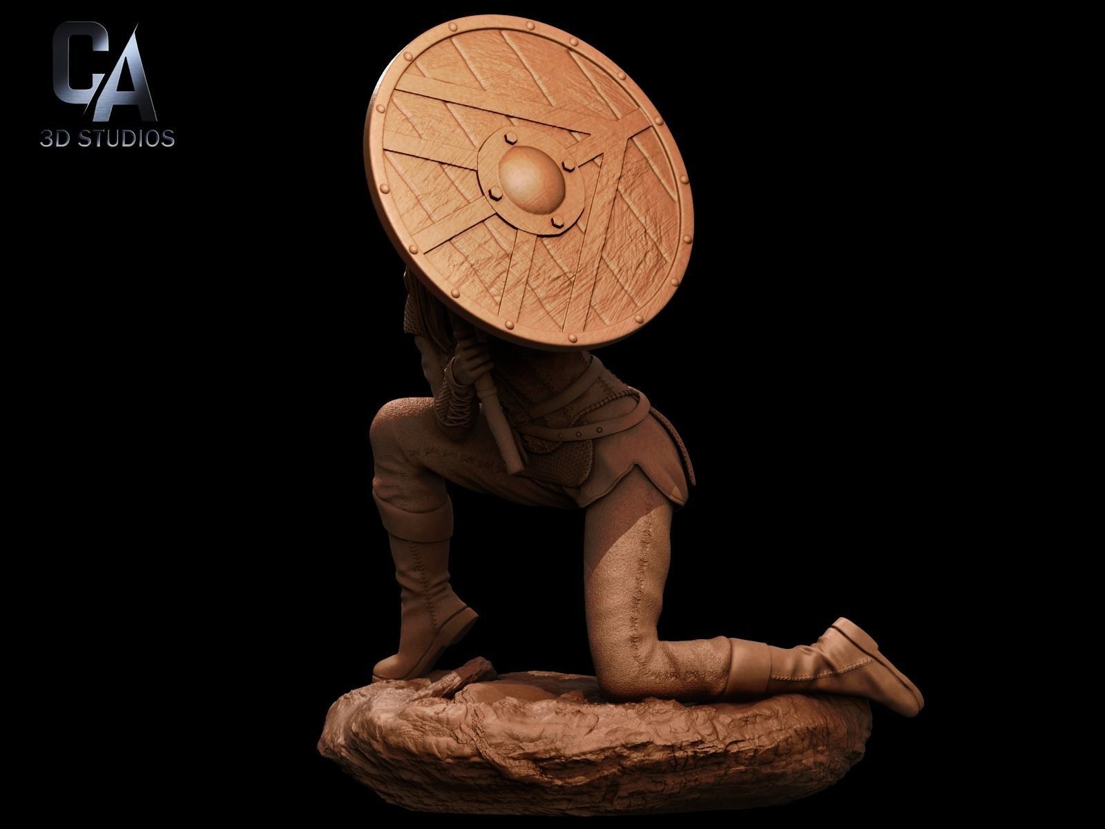 Lagertha 3D Print statue of woman holding shield 3D print model_8