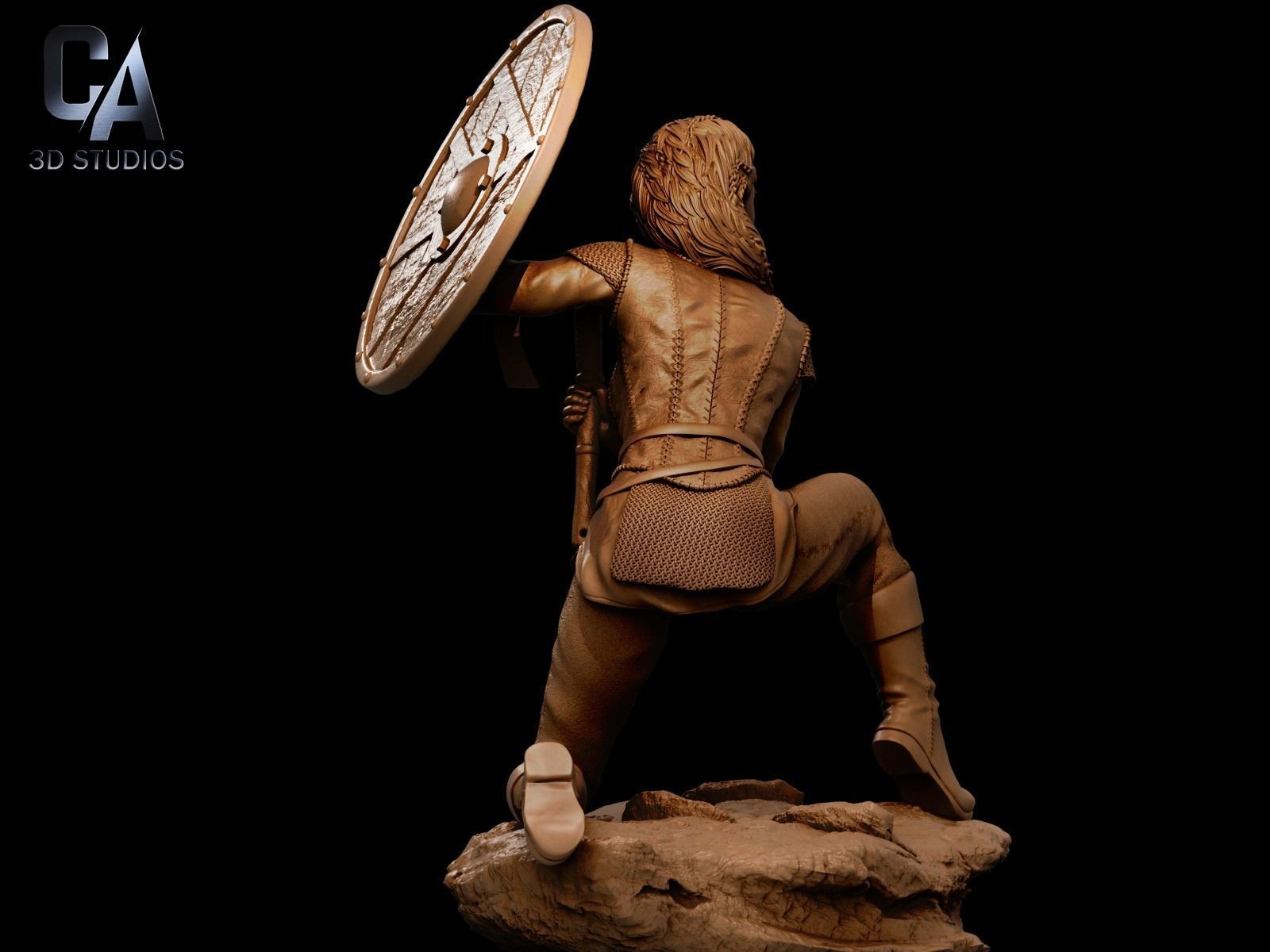Lagertha 3D Print statue of woman holding shield 3D print model_9