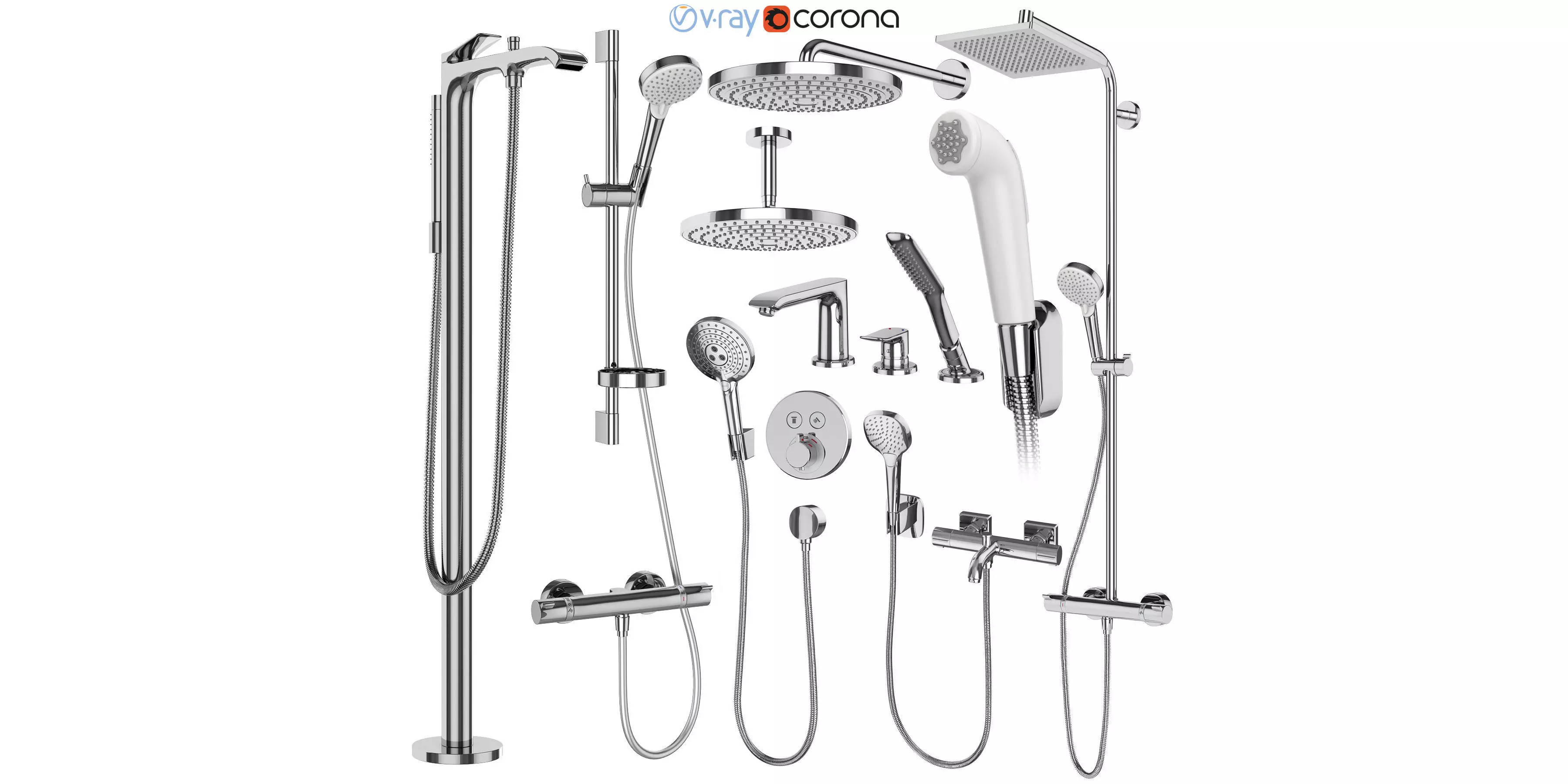 Faucets and shower systems Hansgrohe set 172 3D model_0