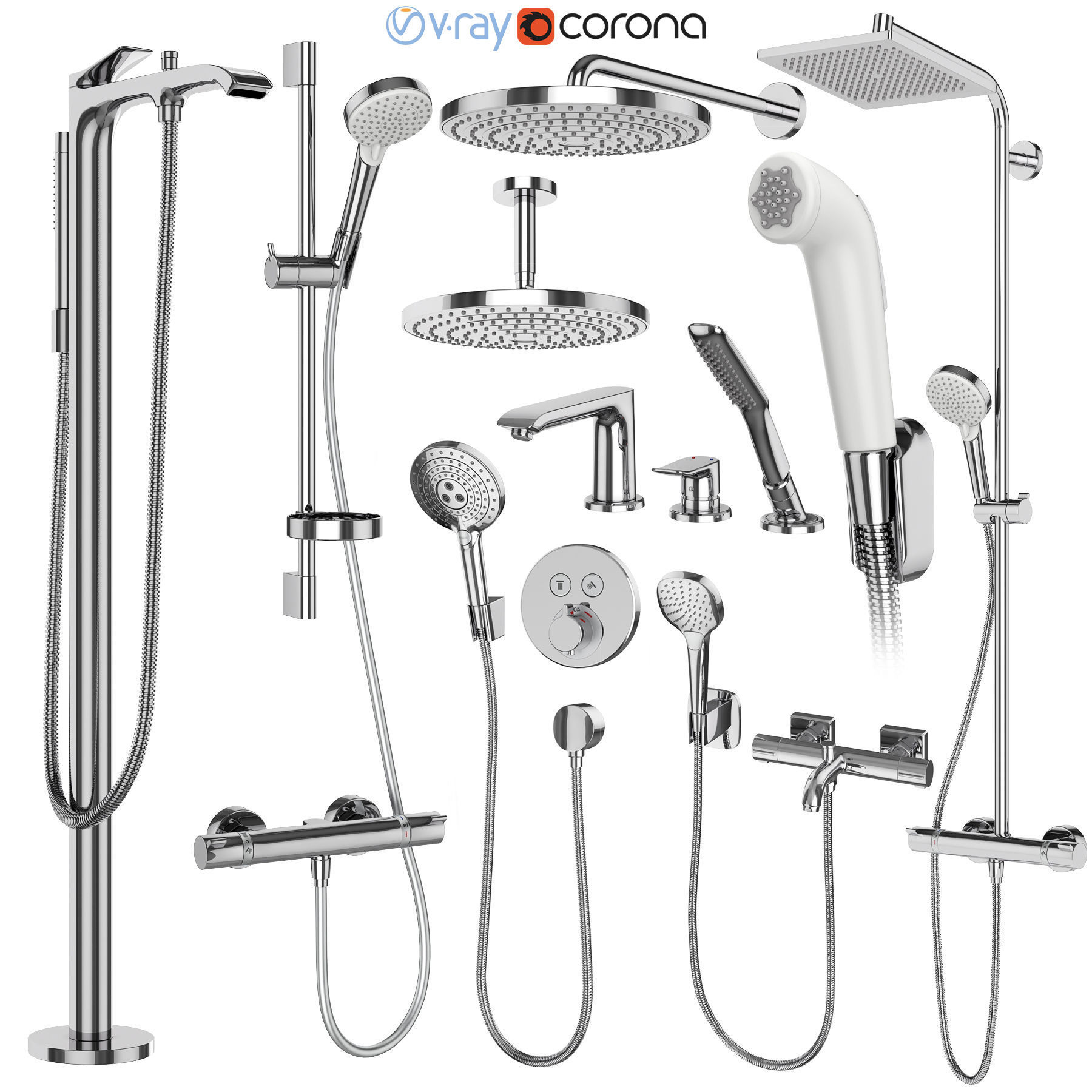 Faucets and shower systems Hansgrohe set 172 3D model_1