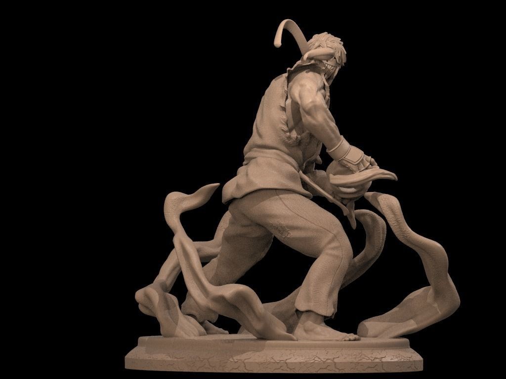 Ryu 3D Print statue of man holding sword 3D print model_1