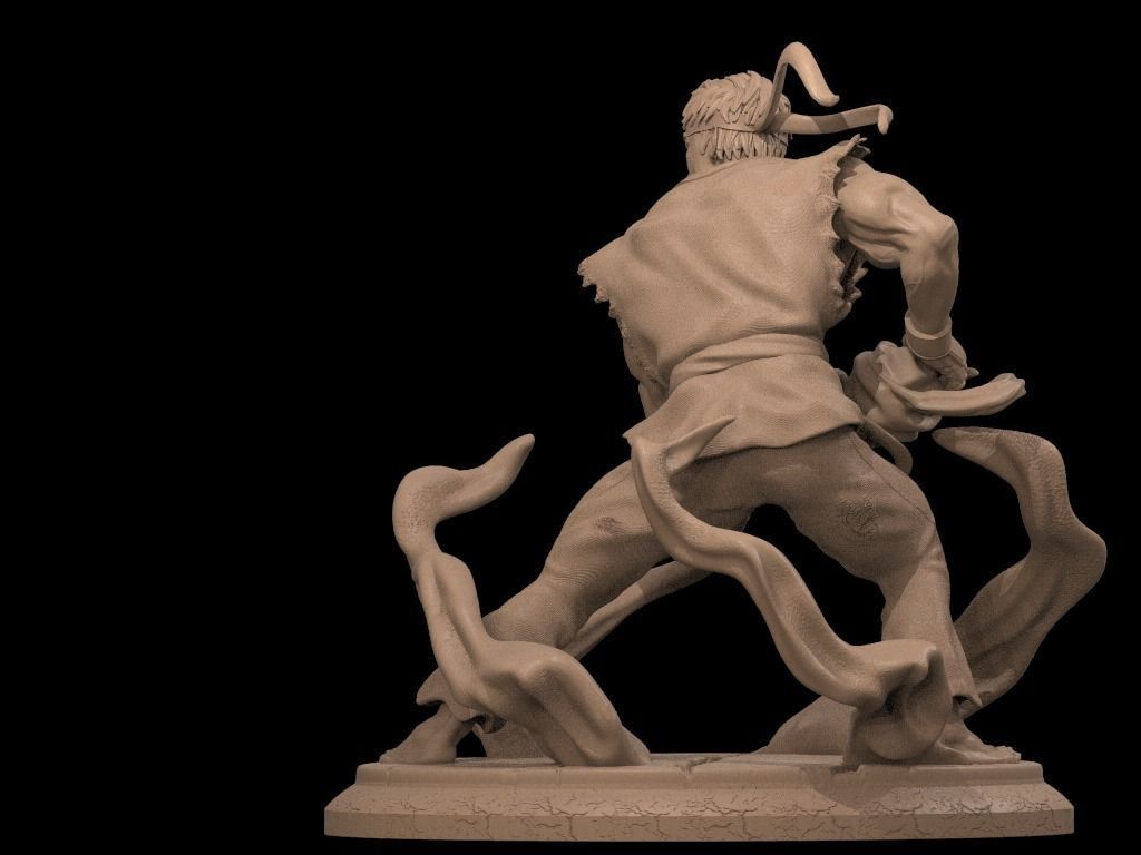 Ryu 3D Print statue of man holding sword 3D print model_7