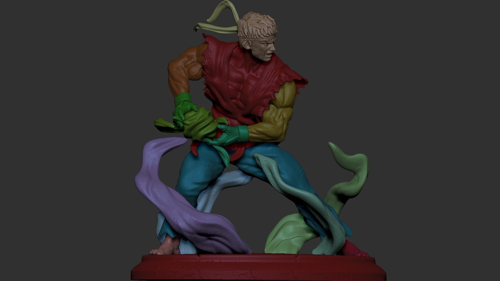 Ryu 3D Print statue of man holding sword 3D print model_3