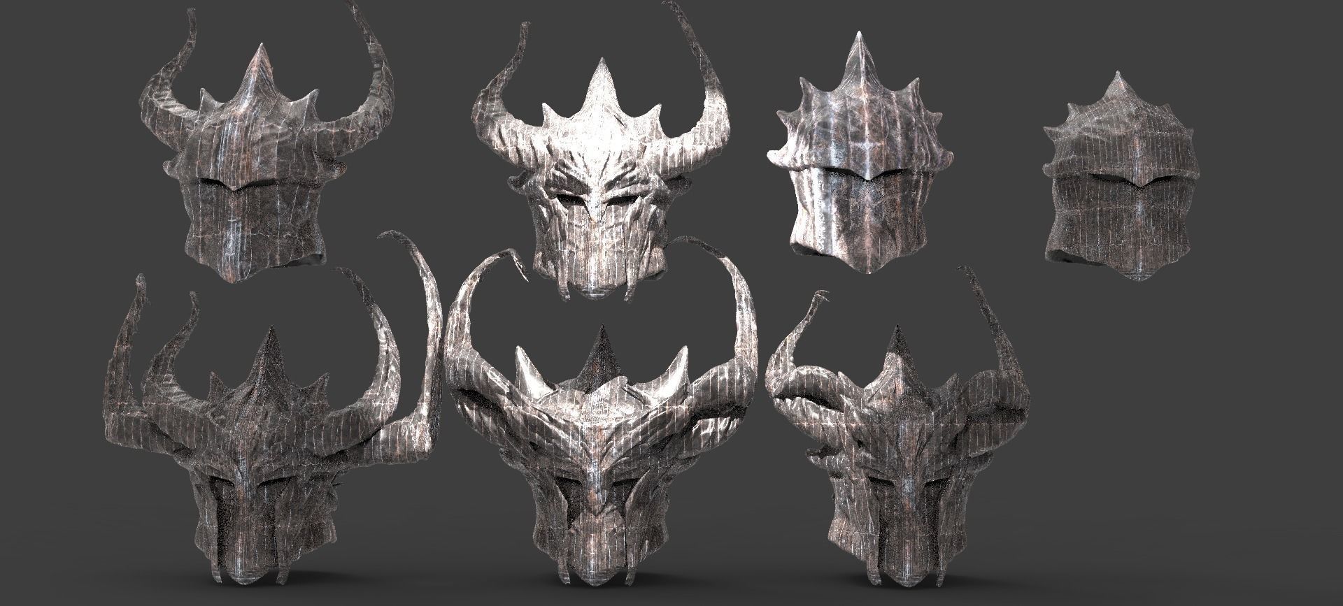 Dark Ragnar Viking helmet Full collection 1 3D model_1