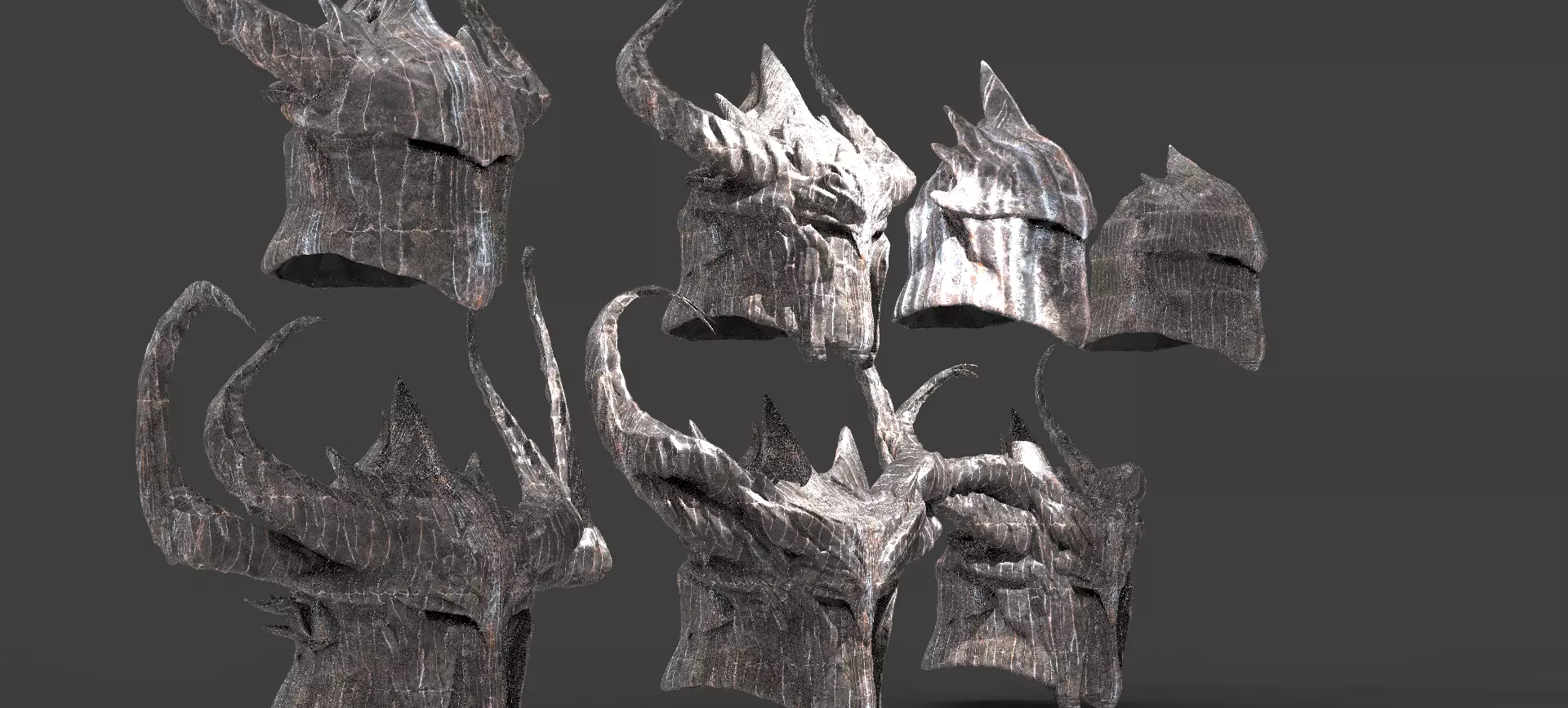 Dark Ragnar Viking helmet Full collection 1 3D model_0