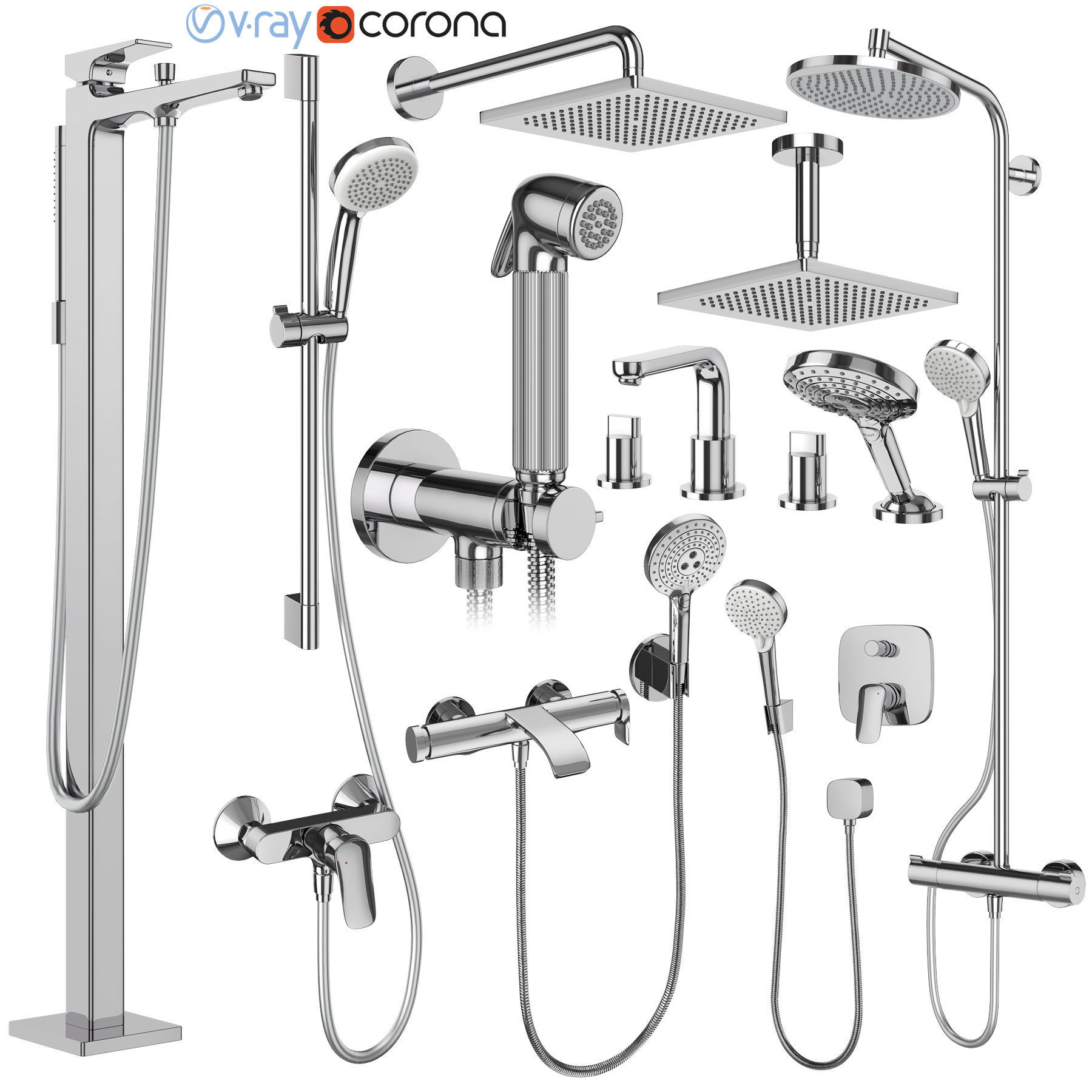 Faucets and shower systems Hansgrohe set 175 3D model_1
