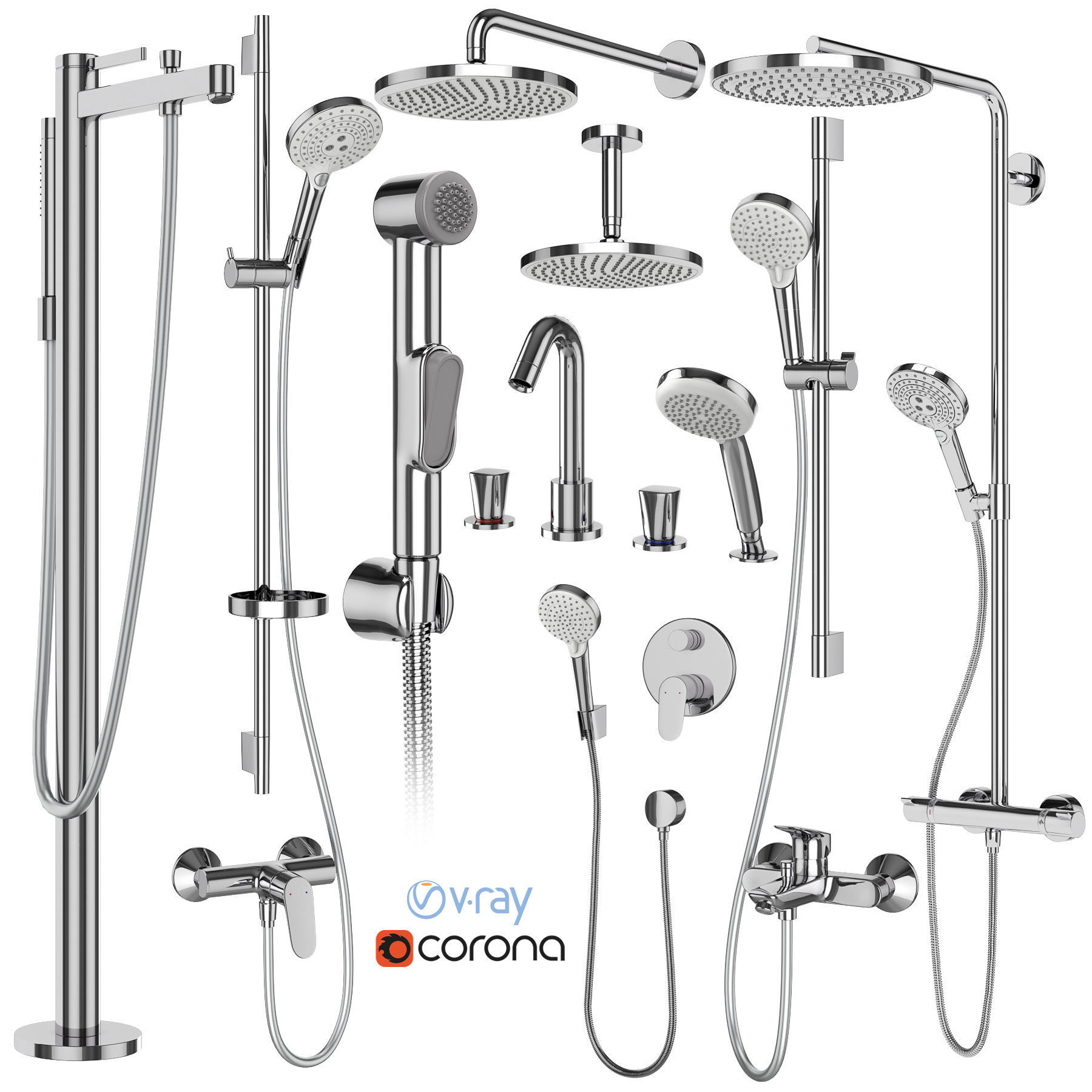Faucets and shower systems Hansgrohe set 176 3D model_1