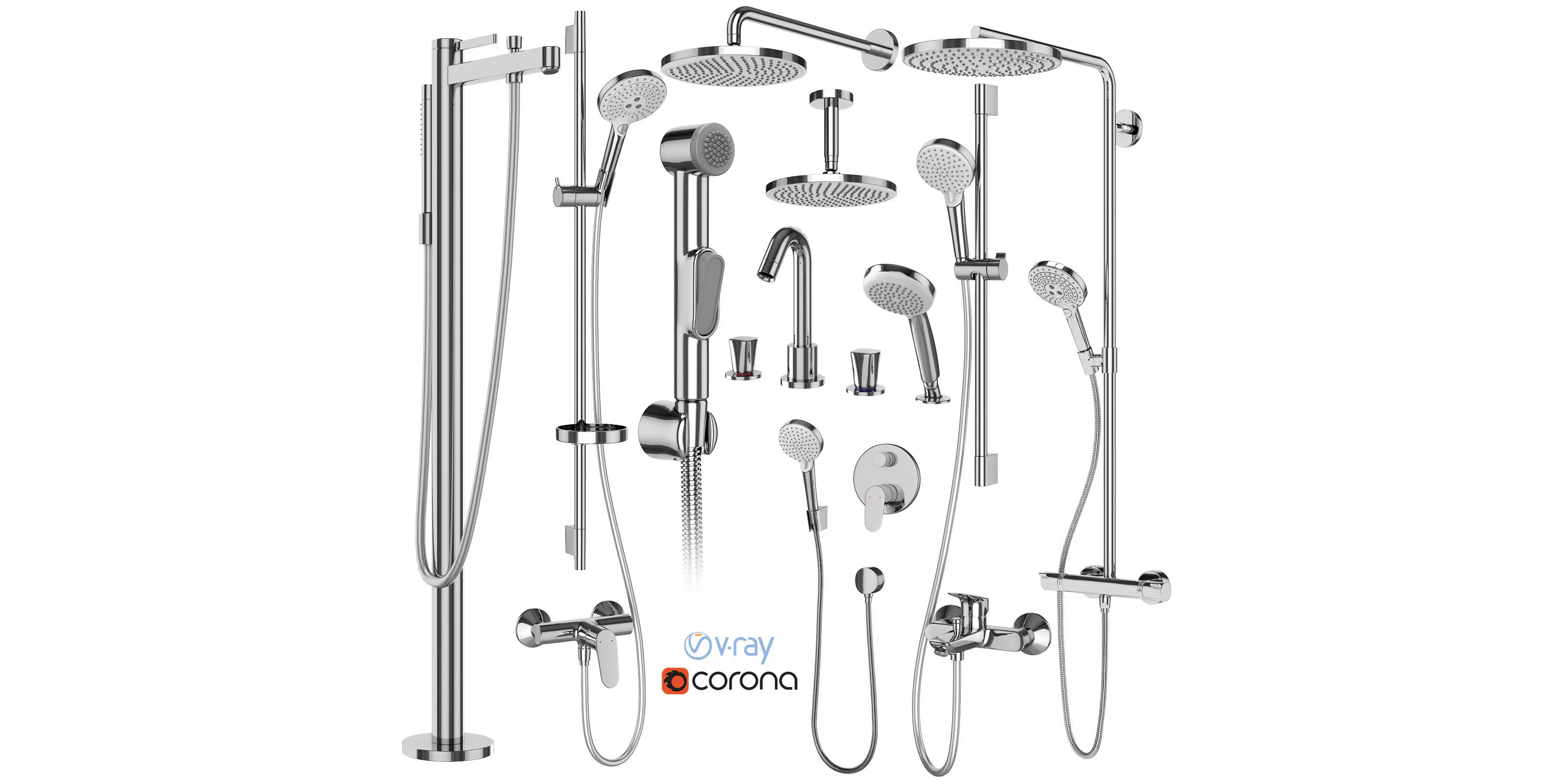 Faucets and shower systems Hansgrohe set 176 3D model_0