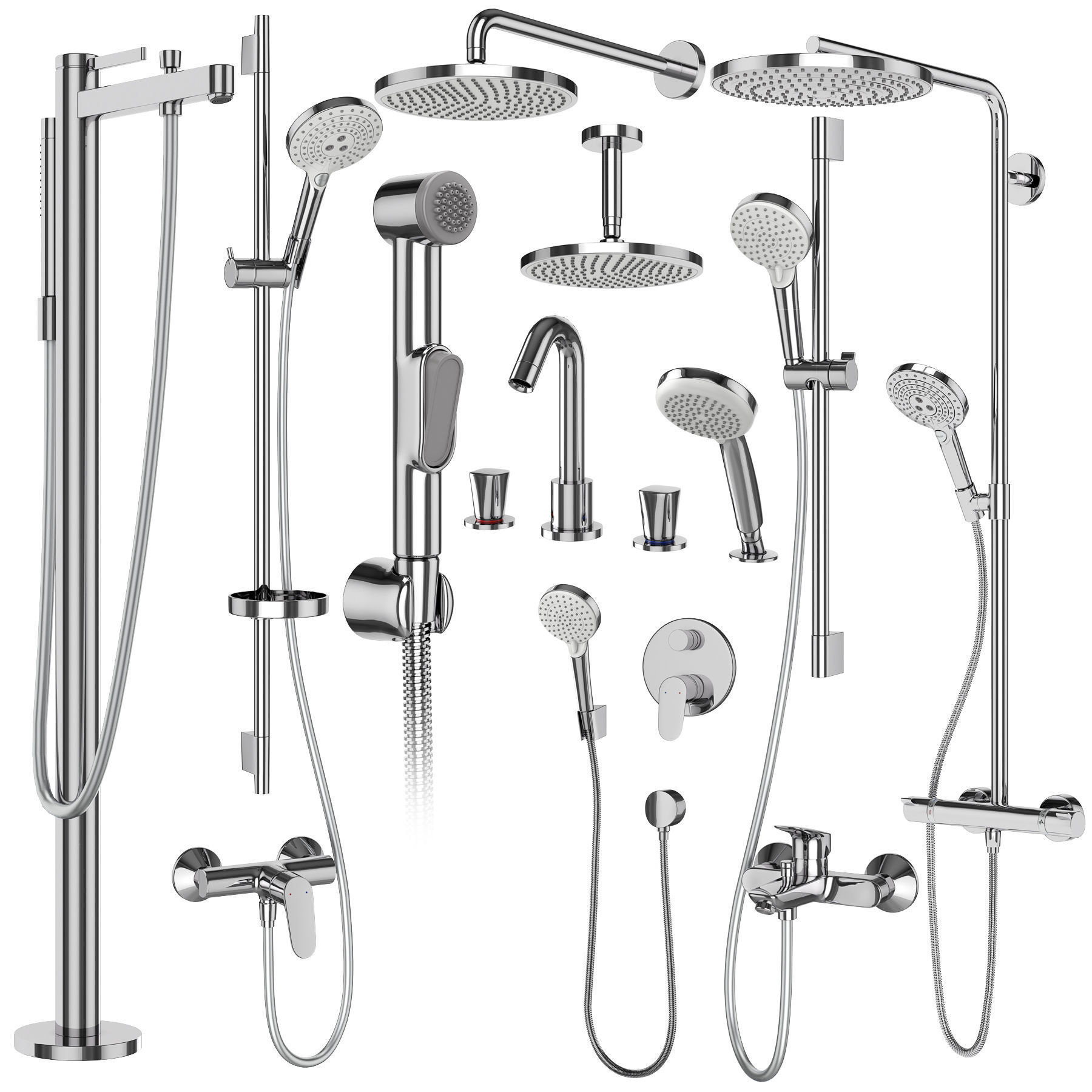 Faucets and shower systems Hansgrohe set 176 3D model_2
