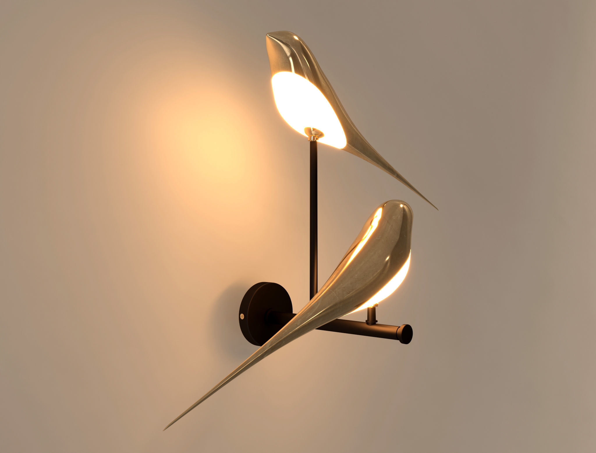 Birds wall light 3D model_1