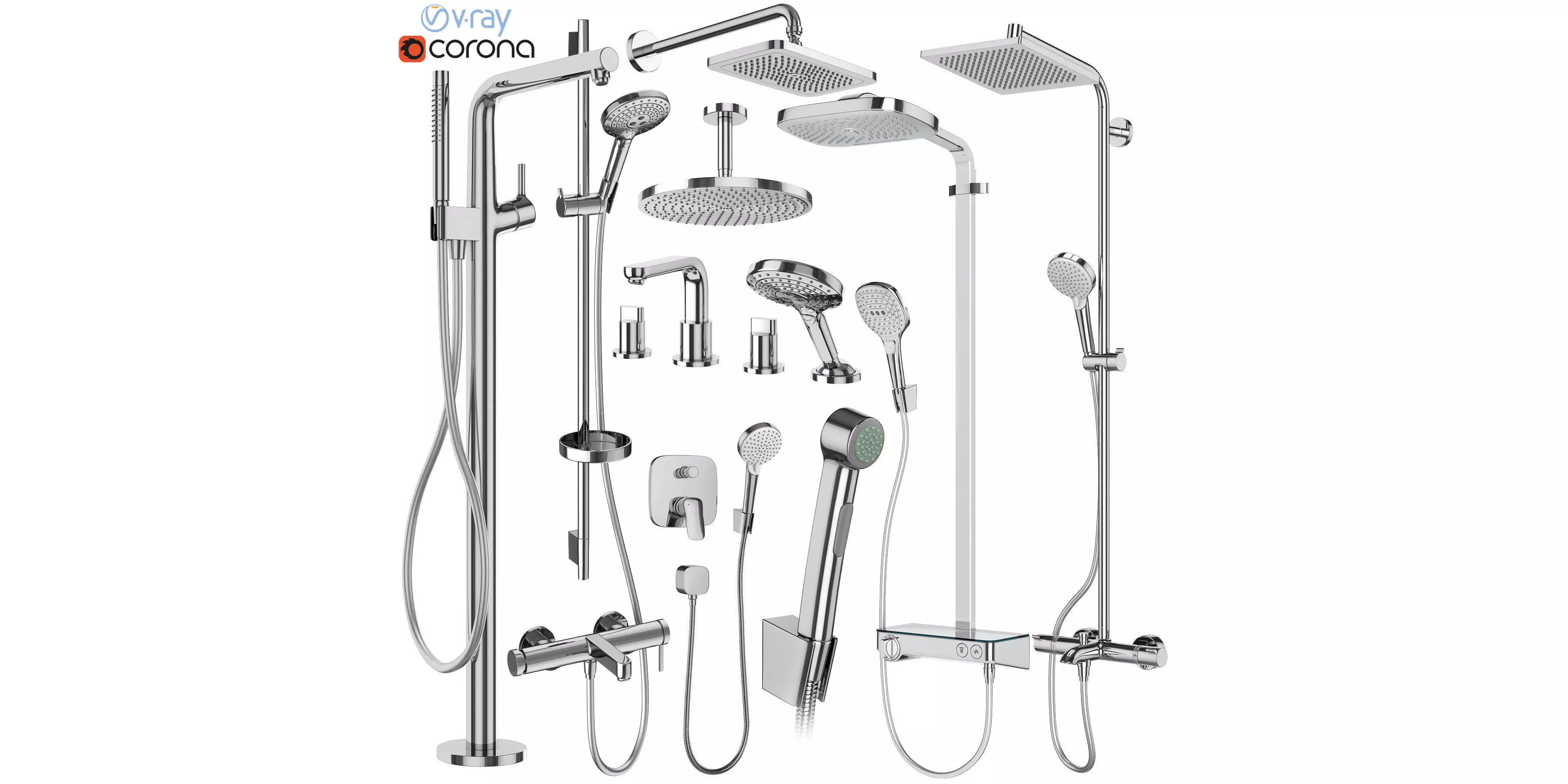 Faucets and shower systems Hansgrohe set 178 3D model_0