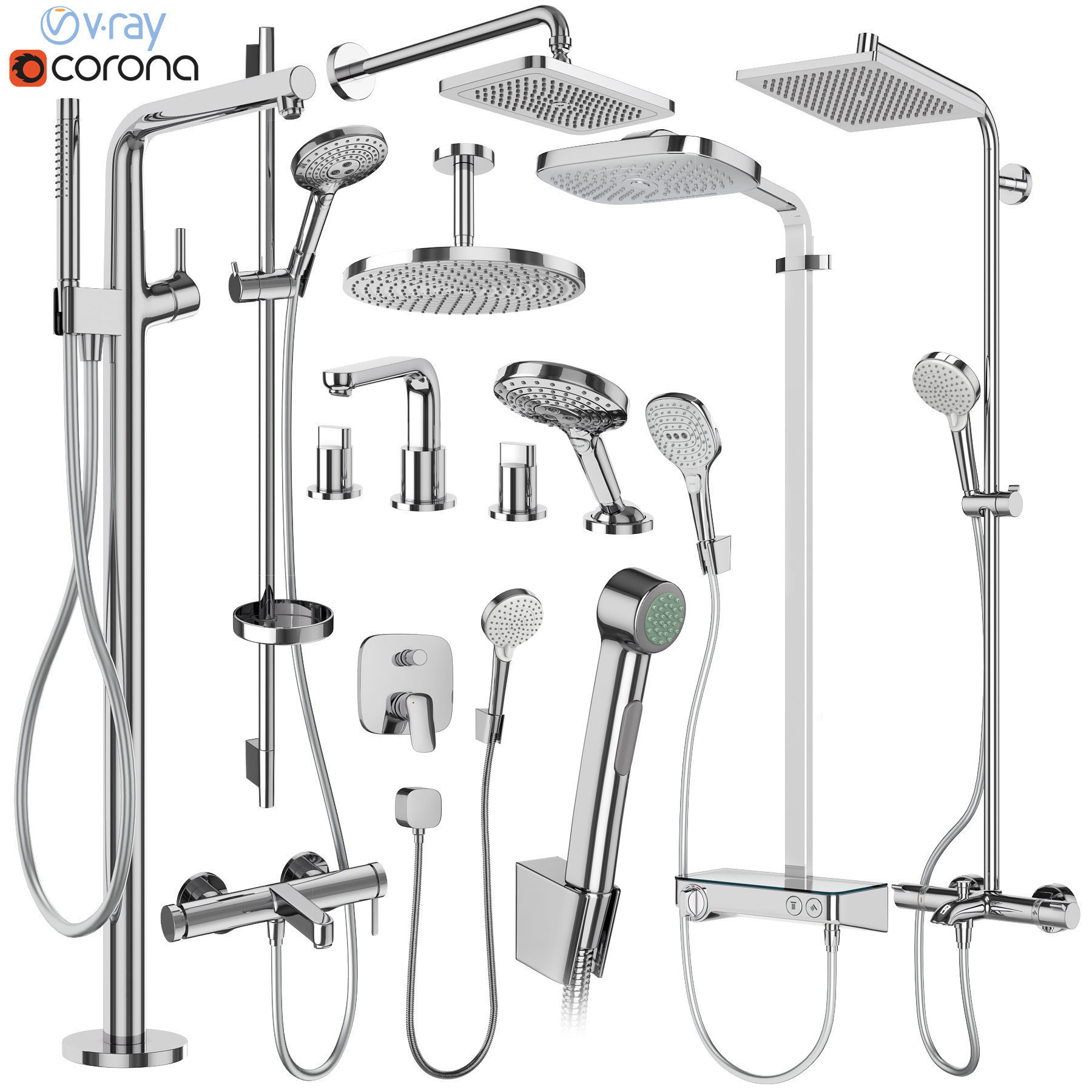 Faucets and shower systems Hansgrohe set 178 3D model_1