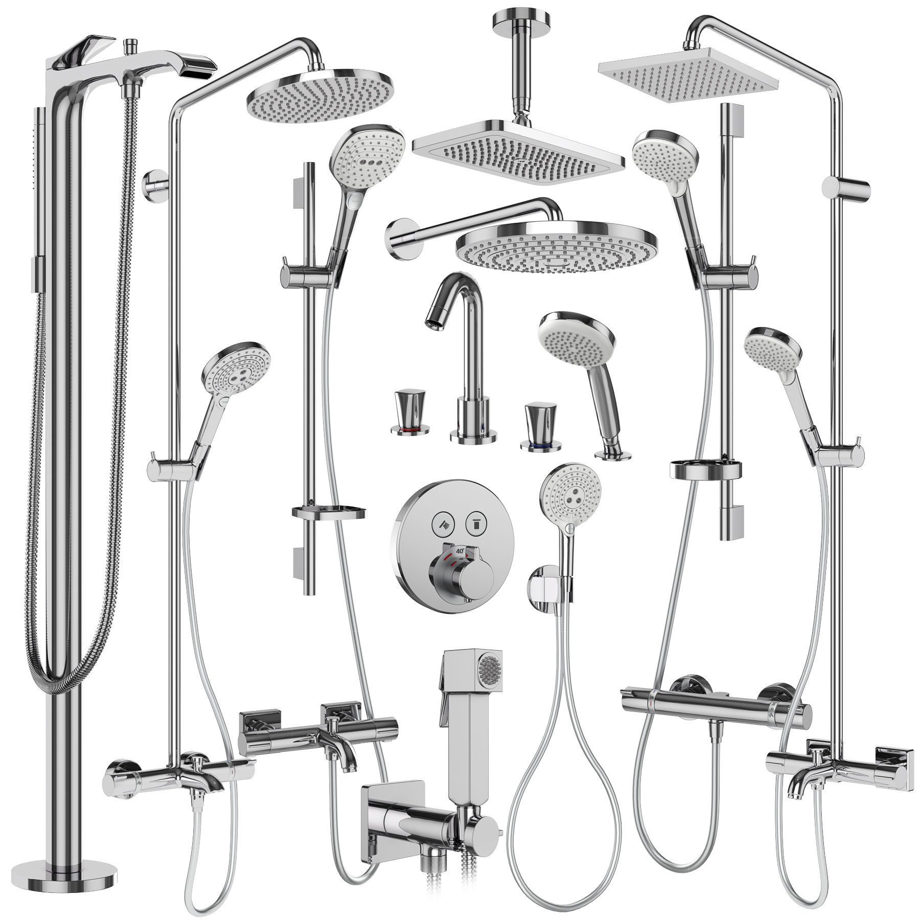 Faucets and shower systems Hansgrohe set 179 3D model_2