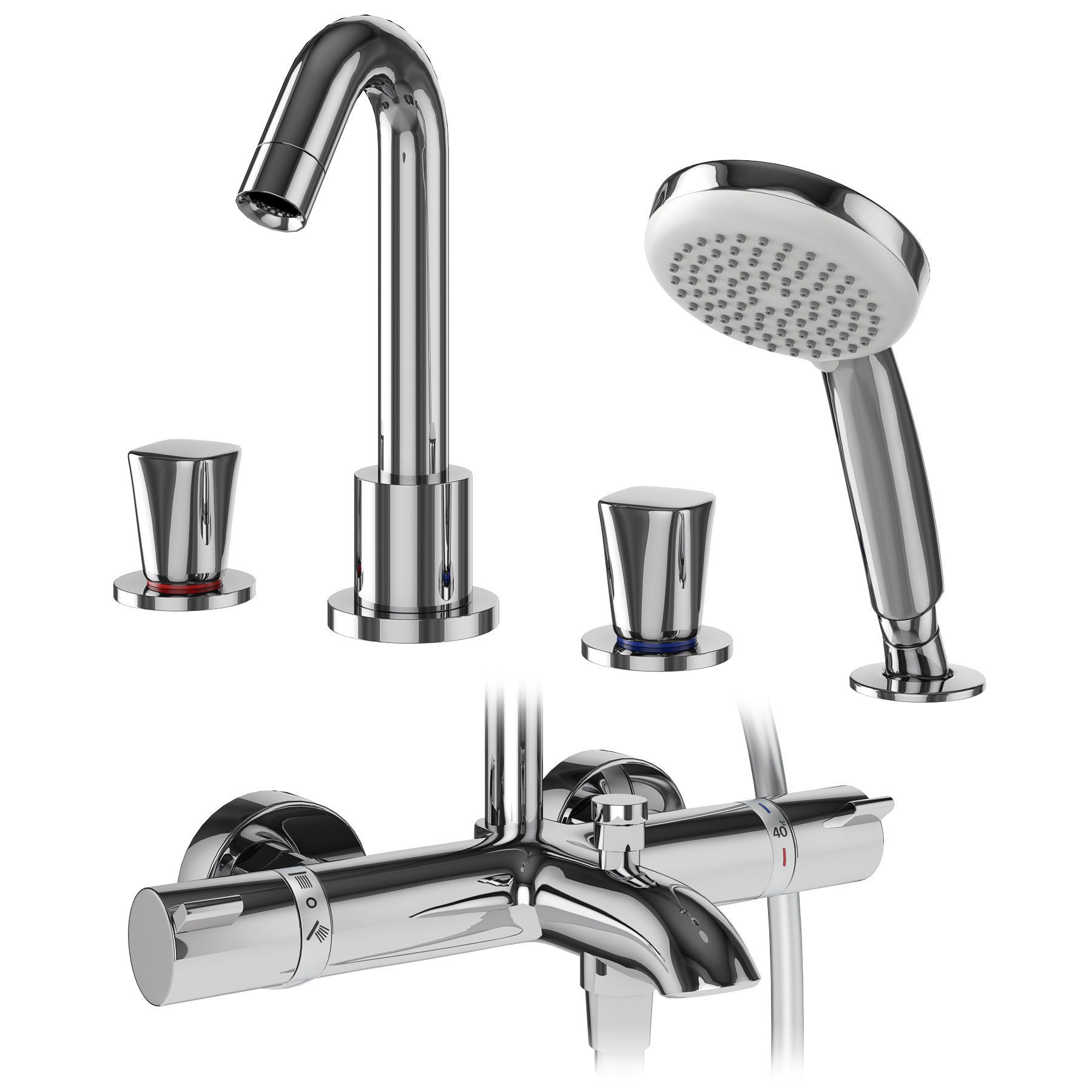 Faucets and shower systems Hansgrohe set 179 3D model_3
