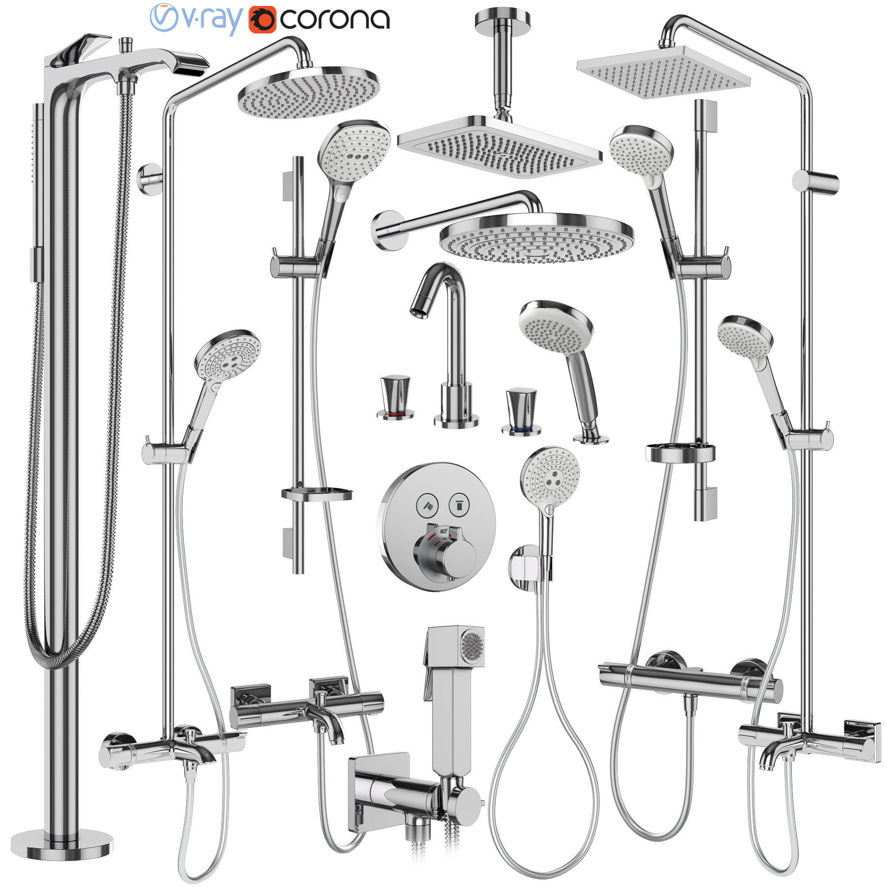 Faucets and shower systems Hansgrohe set 179 3D model_1