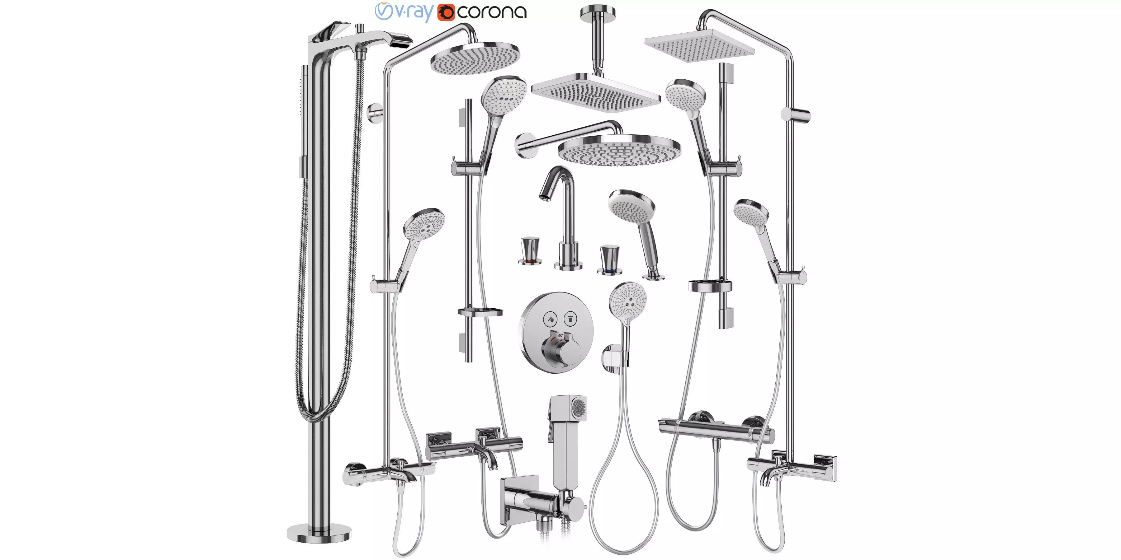 Faucets and shower systems Hansgrohe set 179 3D model_0