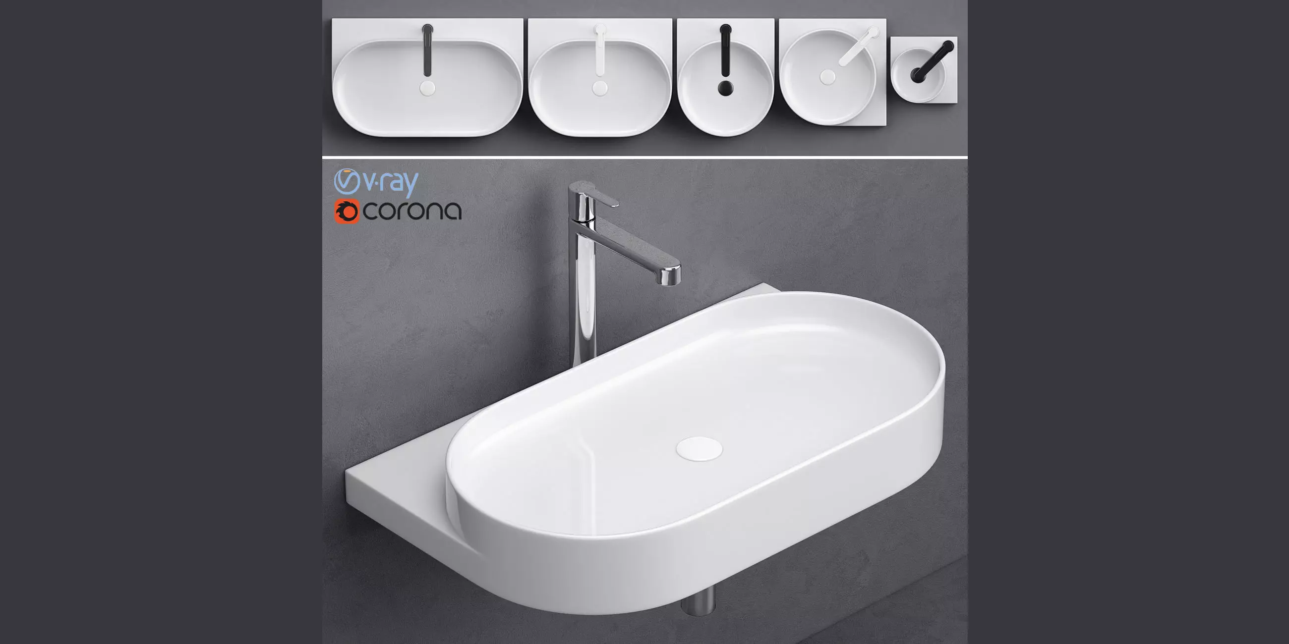 Washbasins Ravak Yard 3D model_0