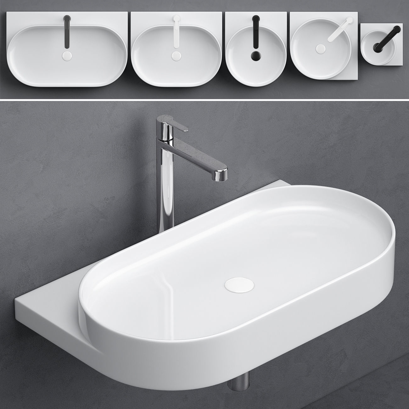 Washbasins Ravak Yard 3D model_1