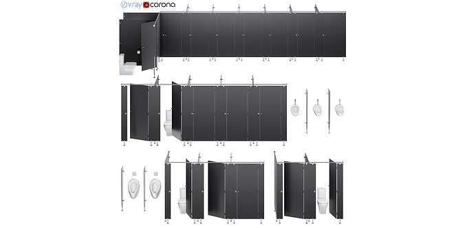 Sanitary partitions FunderMax 3 3D model