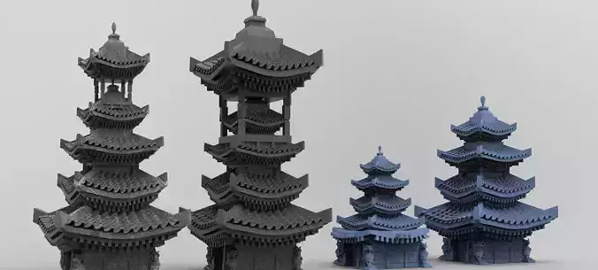 4 Stylized Chinese tower 