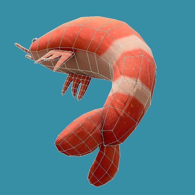 Shrimp Toy Low-poly 3D model_8