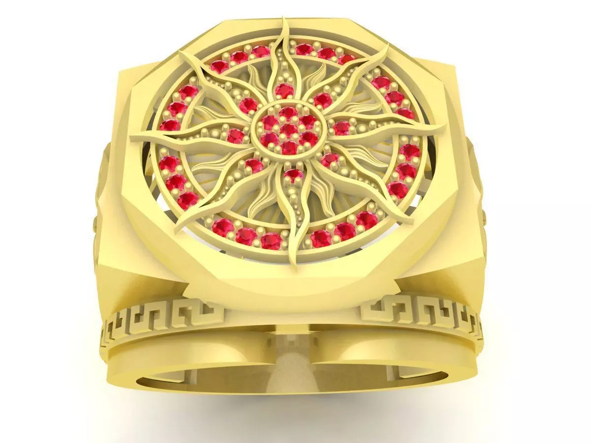 Luxury Mandala Floral Signet Ring for Men 3814 3D print model