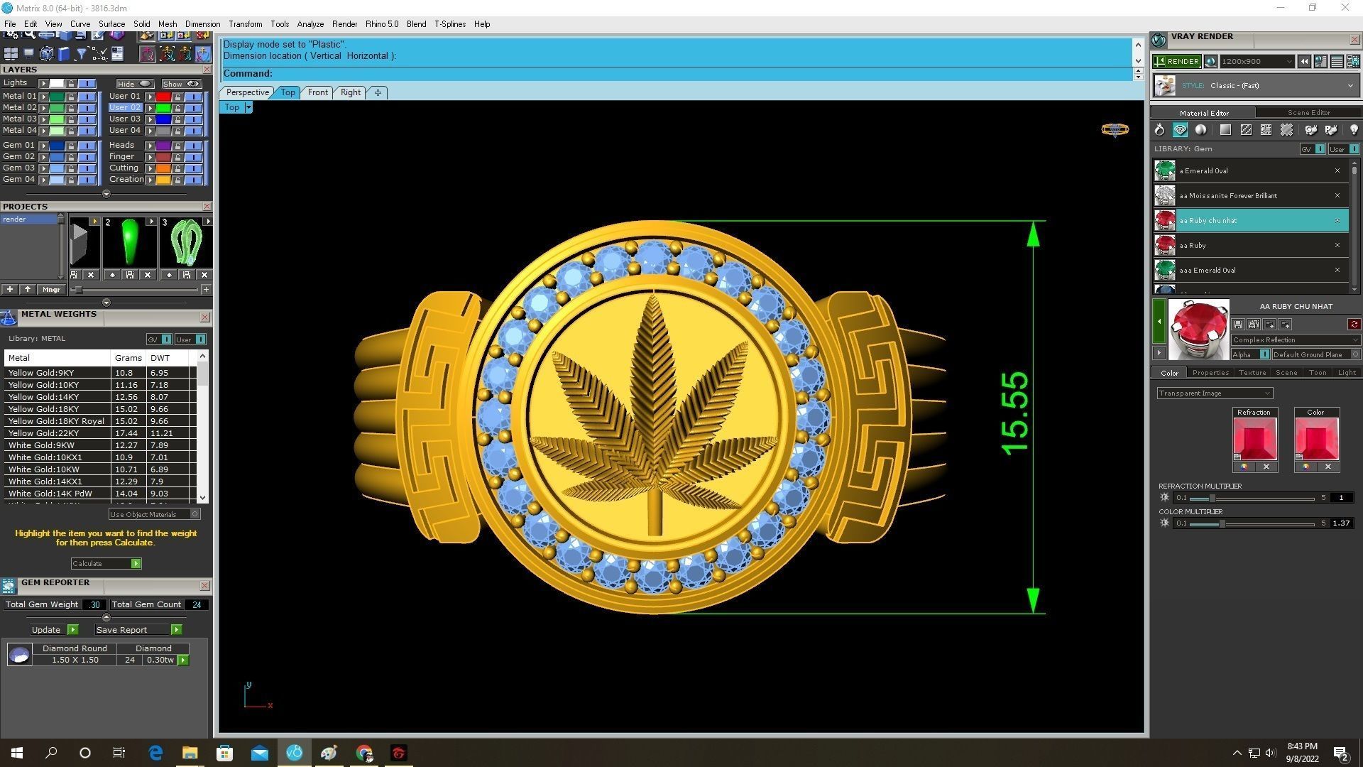 leaf of poppy ring for men 3816 3D print model_4