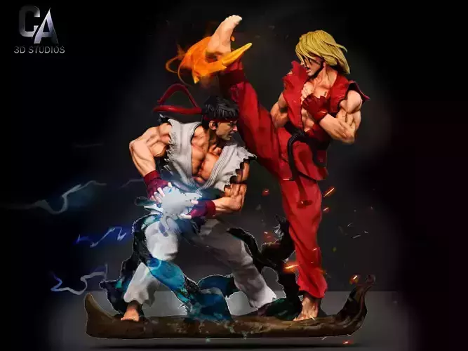Ken and Ryu 3D Print