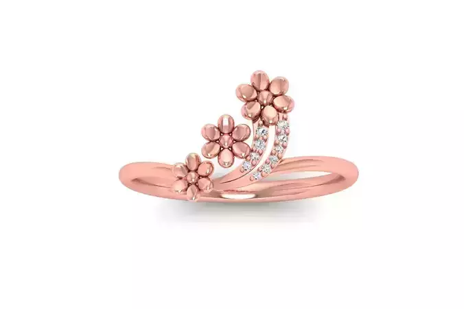 Solitaire Wedding Engagement Women Flower Ring  3D print model