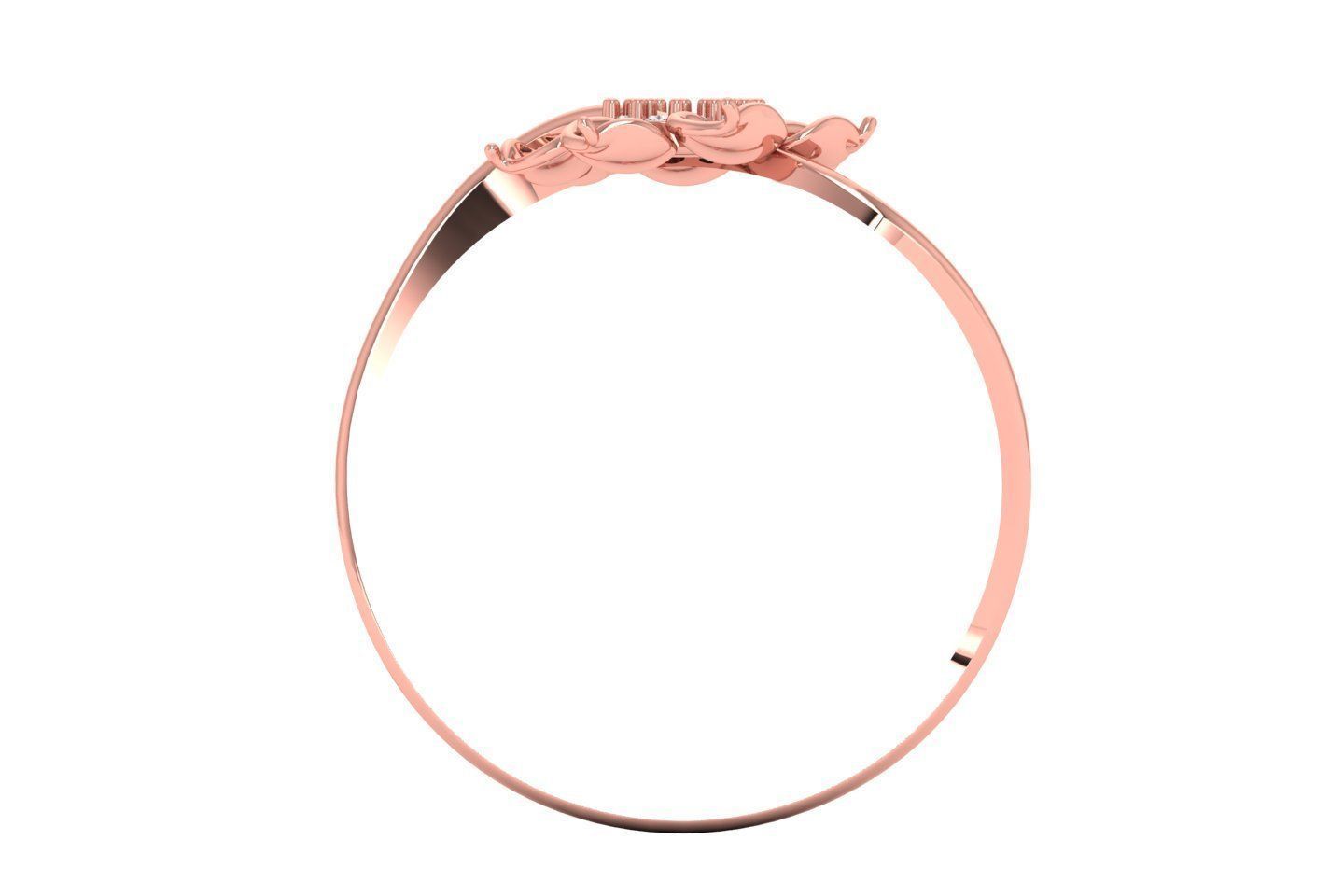 Solitaire Wedding Engagement Women Flower Bypass Rings 3D print model_3