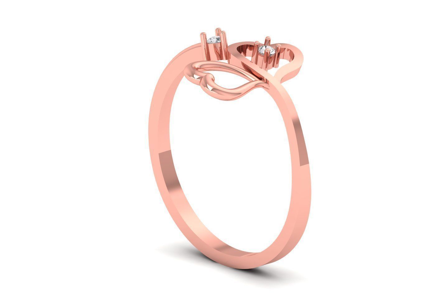 Solitaire Wedding Engagement Women Heart Bypass Rings 3D print model_1