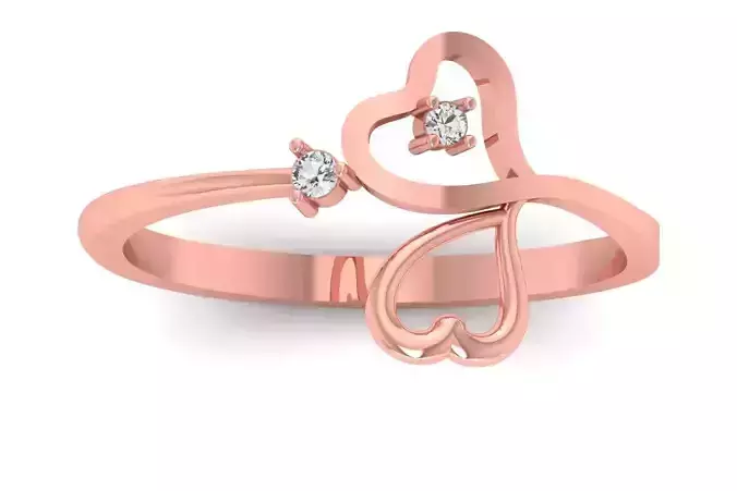 Solitaire Wedding Engagement Women Heart Bypass Rings 3D print model