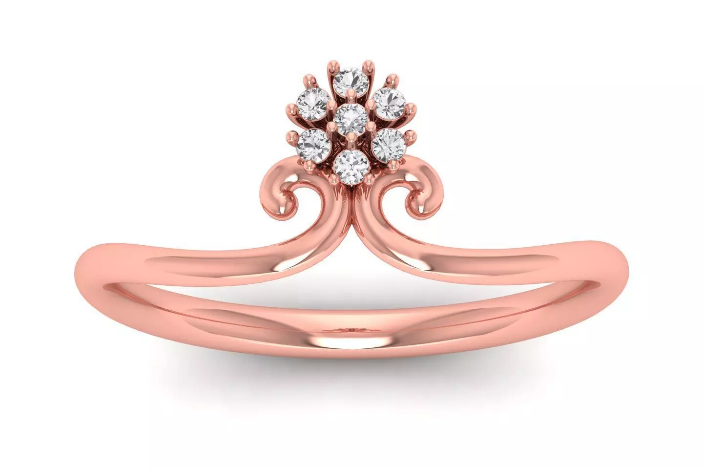 Solitaire Wedding Engagement Women Flower Bypass Rings 3D print model_0
