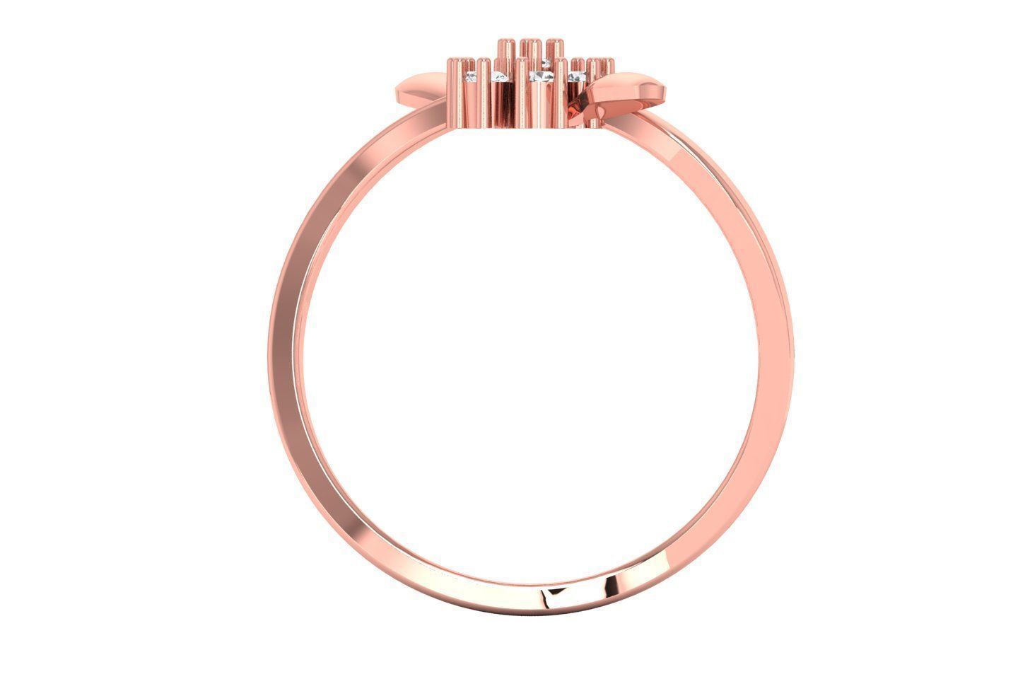 Solitaire Wedding Engagement Women Flower Bypass Rings 3D print model_2