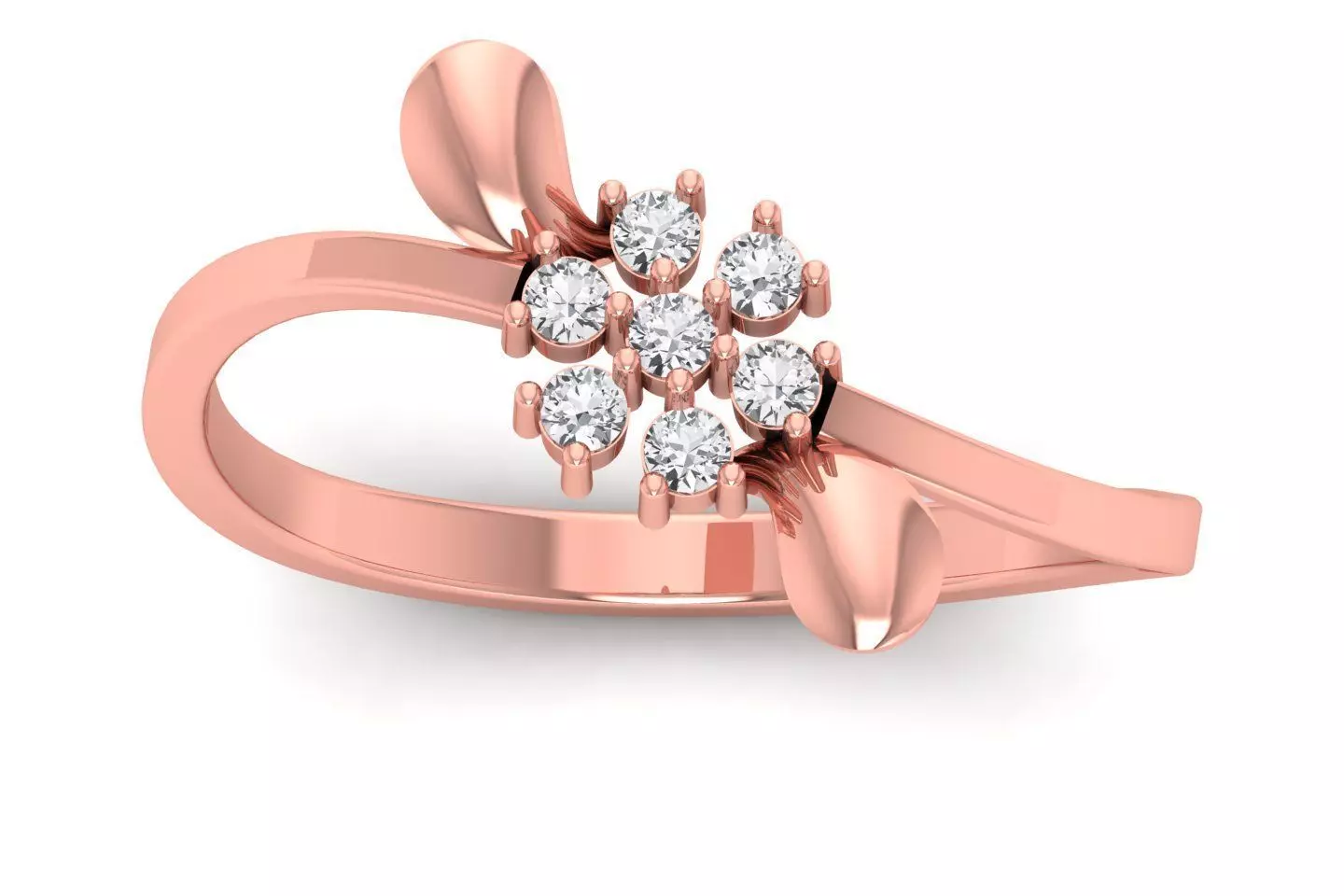 Solitaire Wedding Engagement Women Flower Bypass Rings 3D print model_0