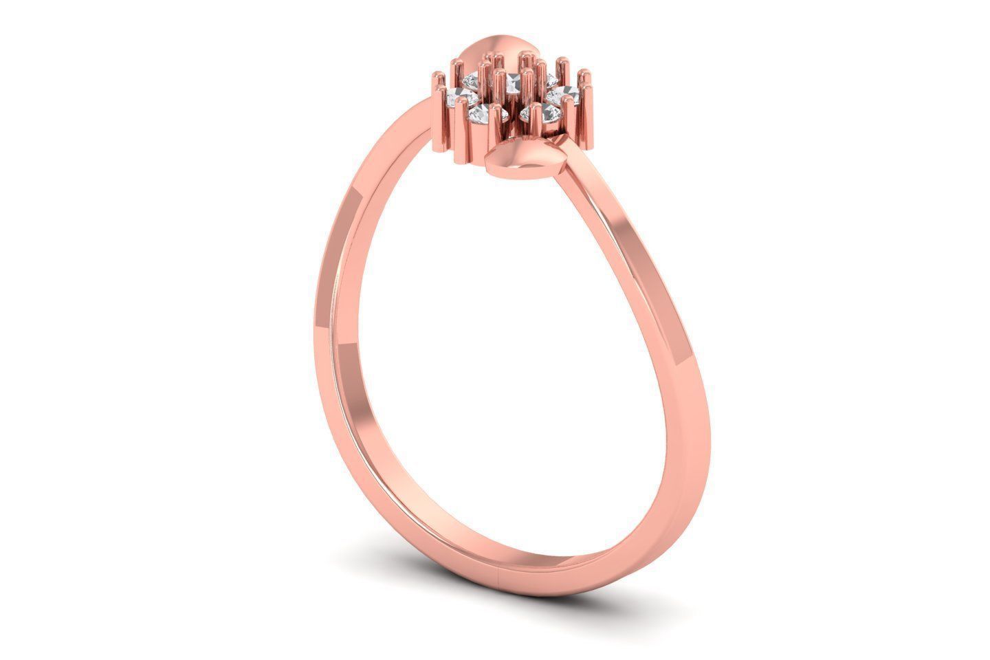 Solitaire Wedding Engagement Women Flower Bypass Rings 3D print model_3