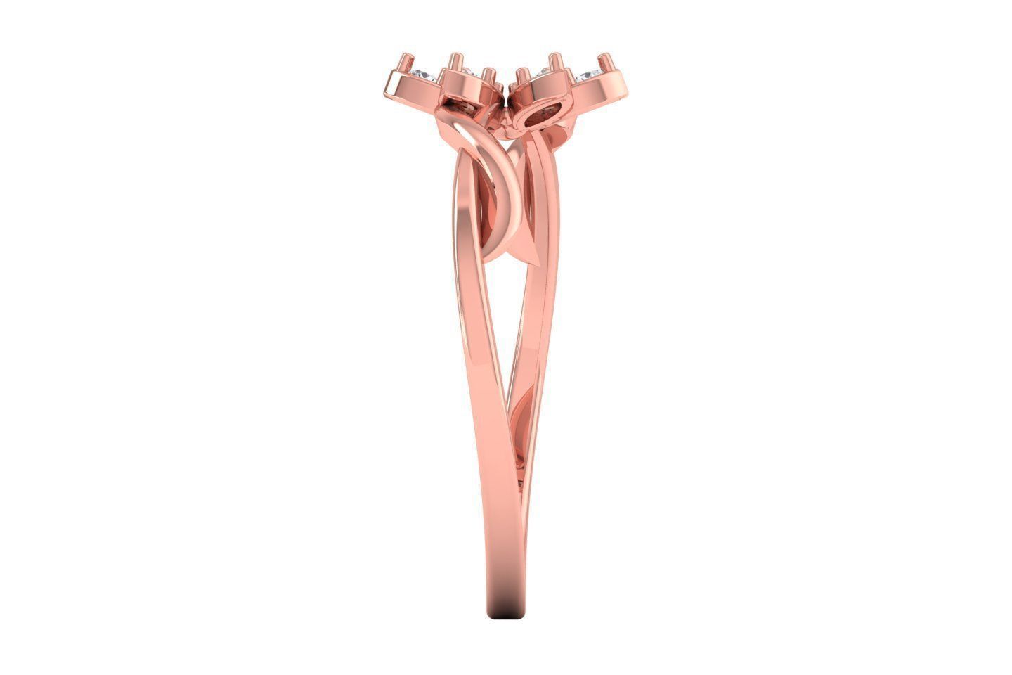 Solitaire Wedding Engagement Women Flower Bypass Rings 3D print model_1