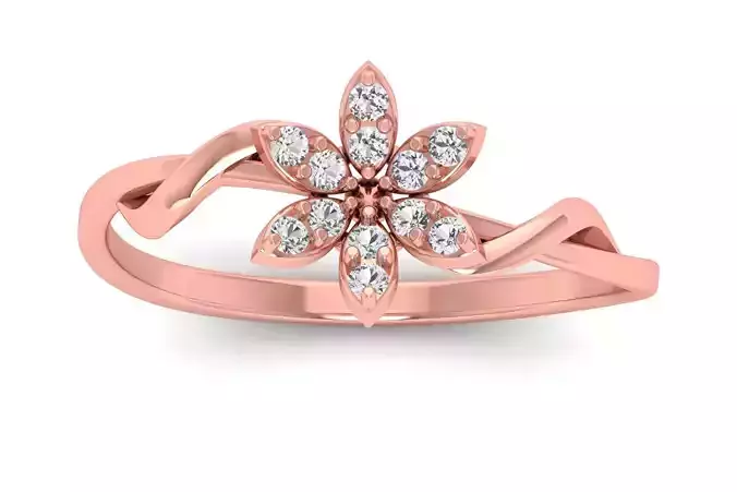 Solitaire Wedding Engagement Women Flower Bypass Rings 3D print model