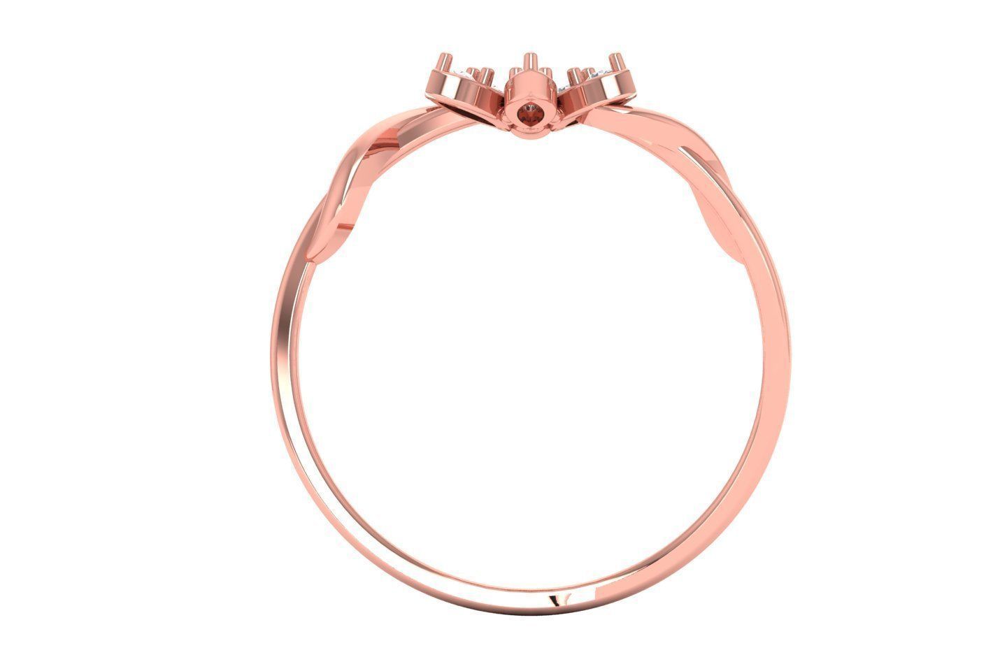 Solitaire Wedding Engagement Women Flower Bypass Rings 3D print model_3