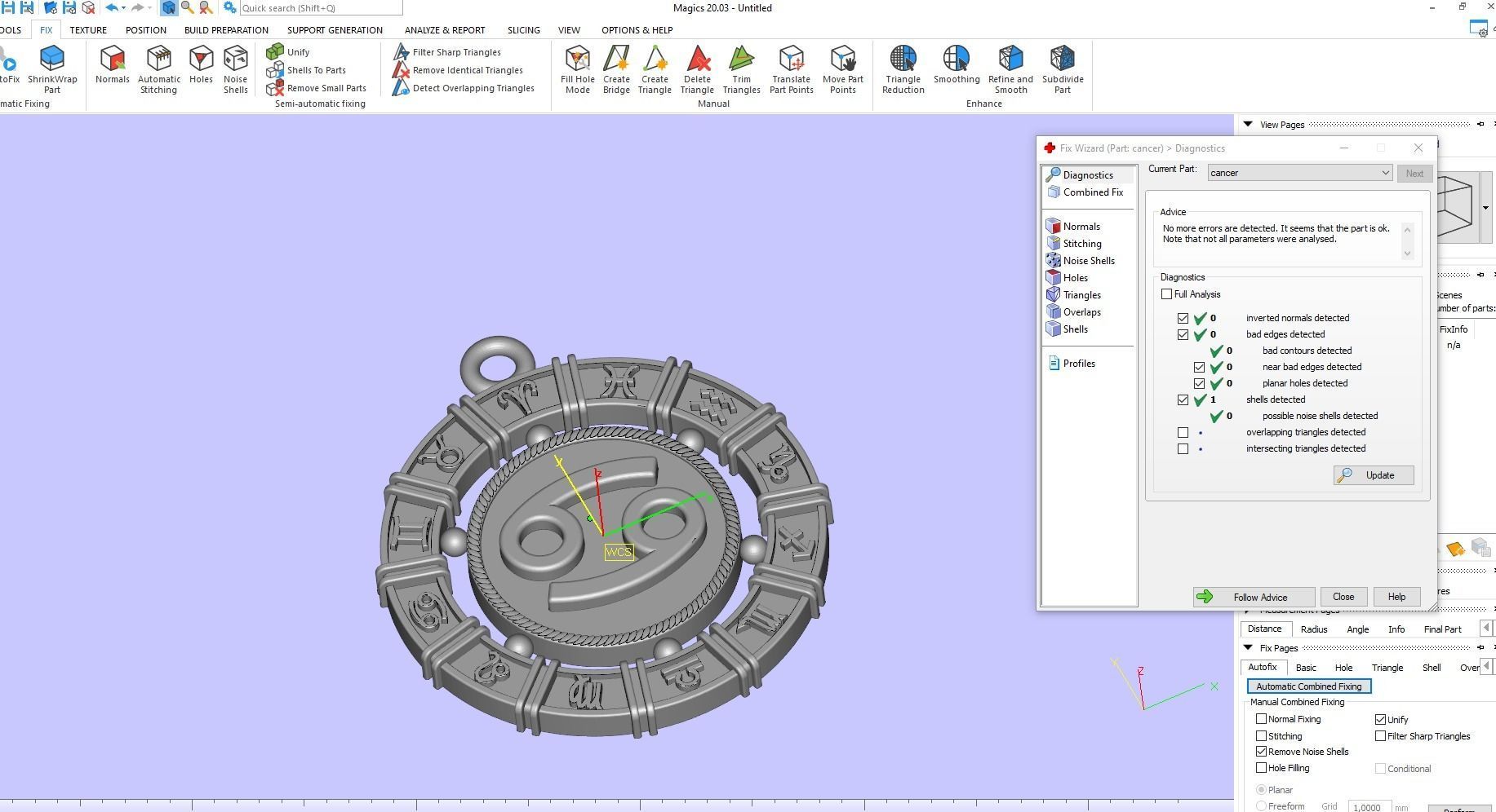Pendant zodiac Cancer  3D print model_6