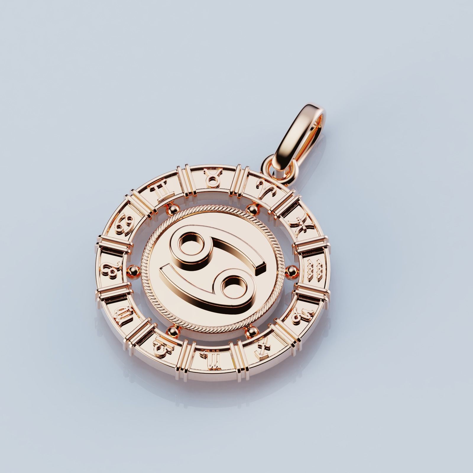 Pendant zodiac Cancer  3D print model_1