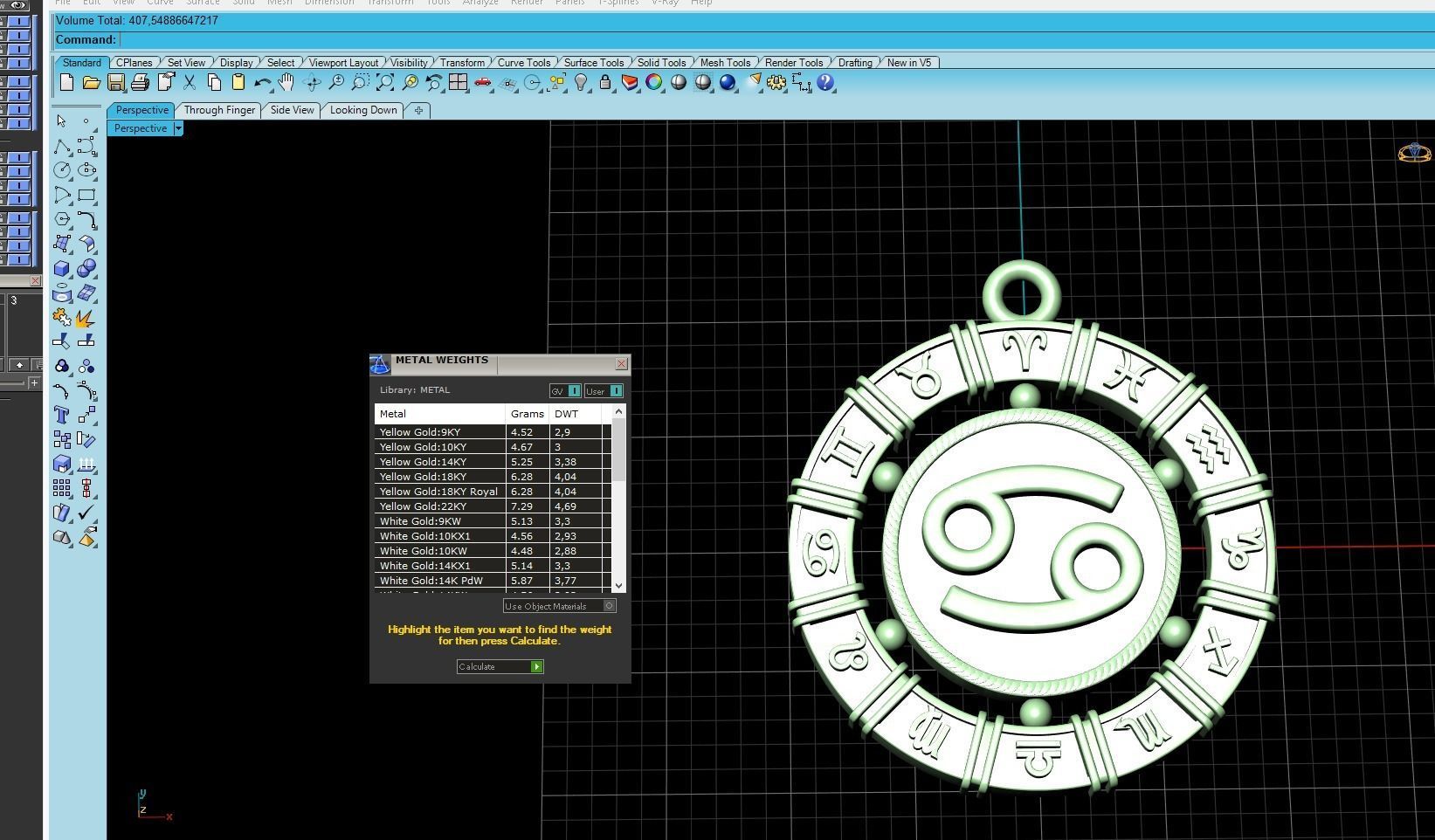 Pendant zodiac Cancer  3D print model_5