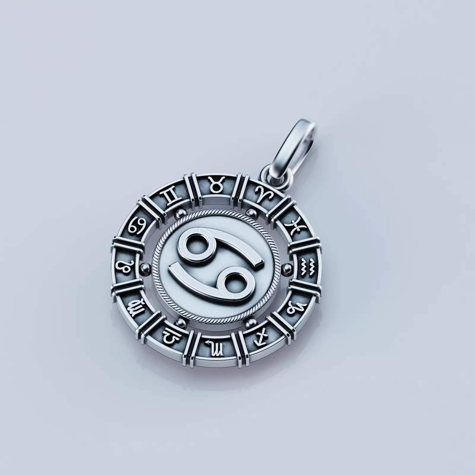 Pendant zodiac Cancer  3D print model_0