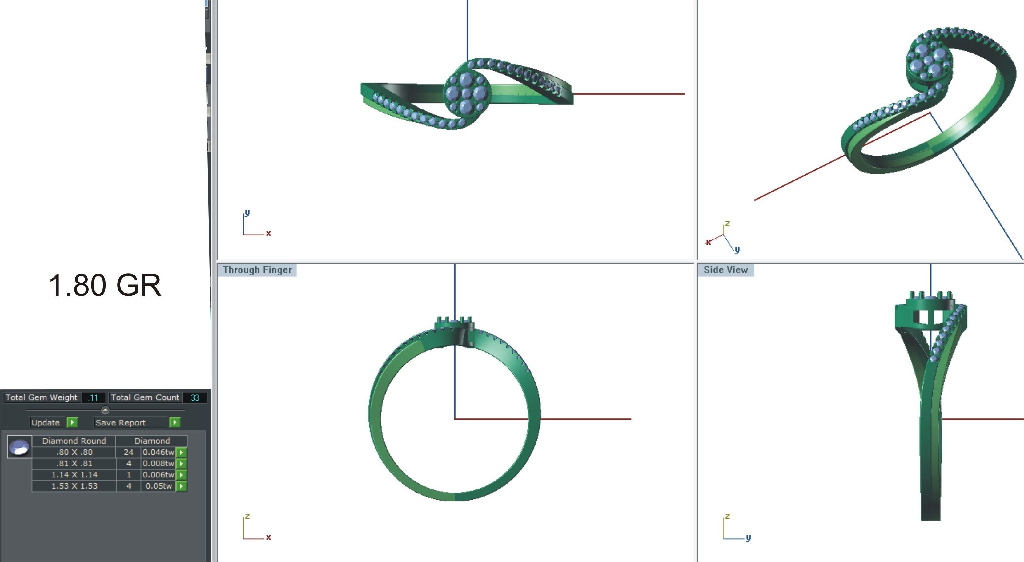 Solitaire Wedding Engagement Women Light Weight Bypass Rings 3D print model_3