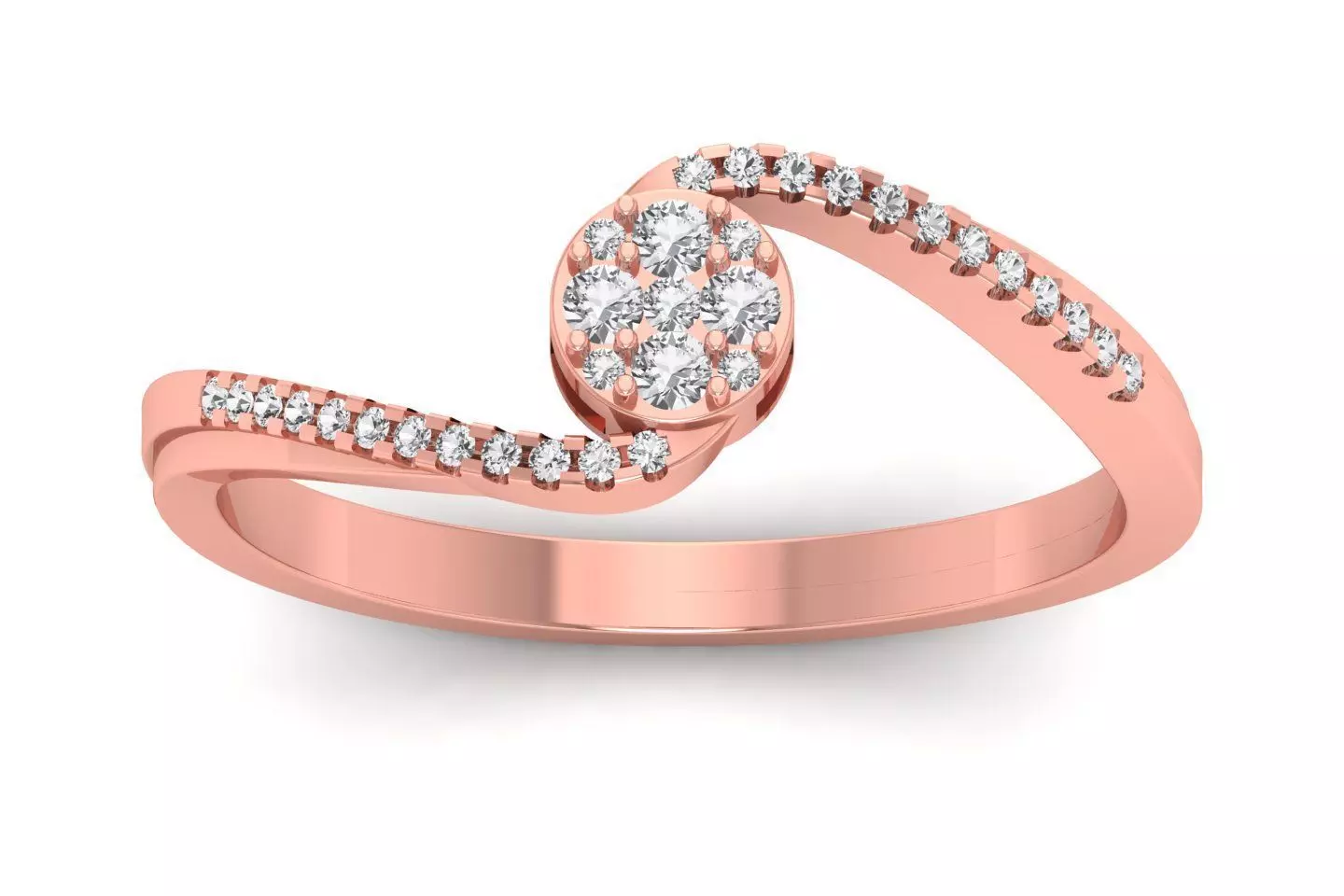 Solitaire Wedding Engagement Women Light Weight Bypass Rings 3D print model_0