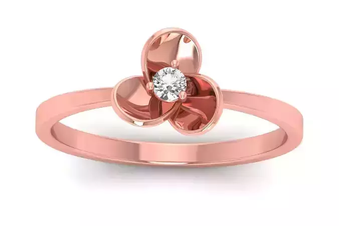 Solitaire Wedding Engagement Band Light Weight Flower Rings 3D print model